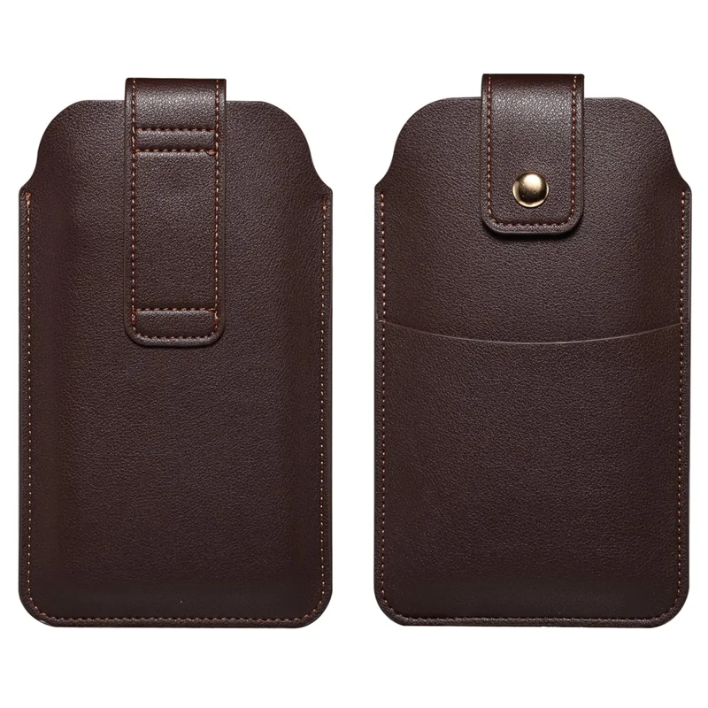 6.7-6.9 Inch Universal Phone Storage Pouch Microfiber Leather Waist Bag, Size L - Coffee