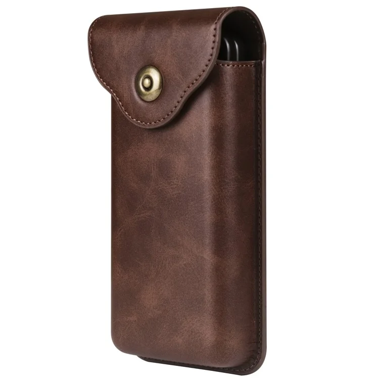 Phone Waist Bag for Samsung Galaxy Z Fold5 5G / Z Fold4 5G Vertical Leather Belt Holster Waist Pouch - Coffee