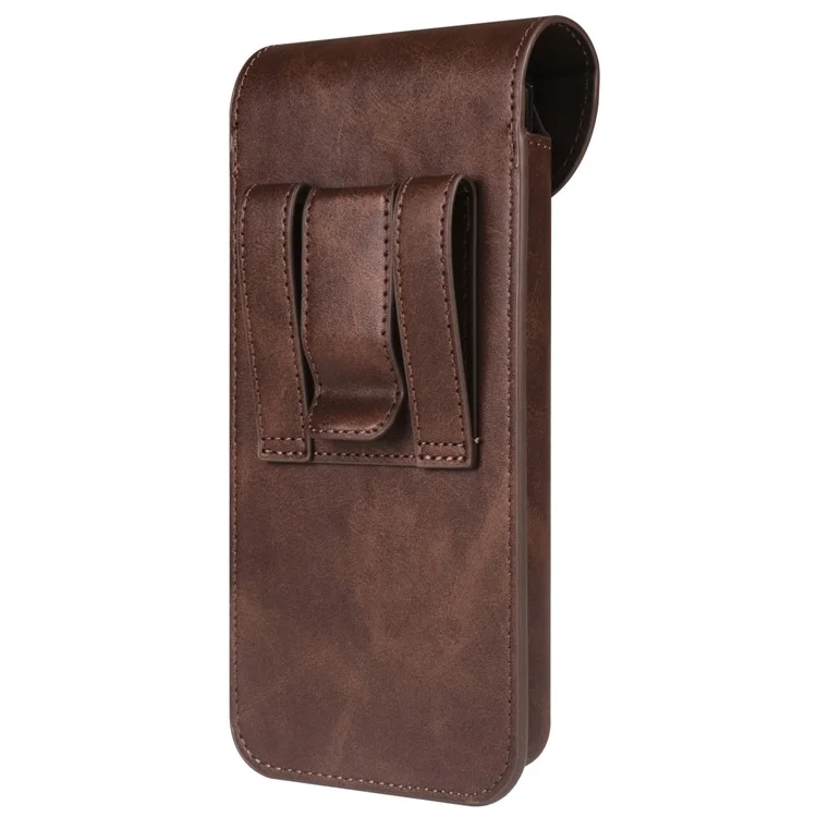 Phone Waist Bag for Samsung Galaxy Z Fold5 5G / Z Fold4 5G Vertical Leather Belt Holster Waist Pouch - Coffee