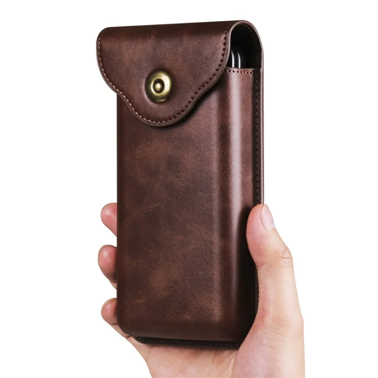 Phone Waist Bag for Samsung Galaxy Z Fold5 5G / Z Fold4 5G Vertical Leather Belt Holster Waist Pouch - Coffee