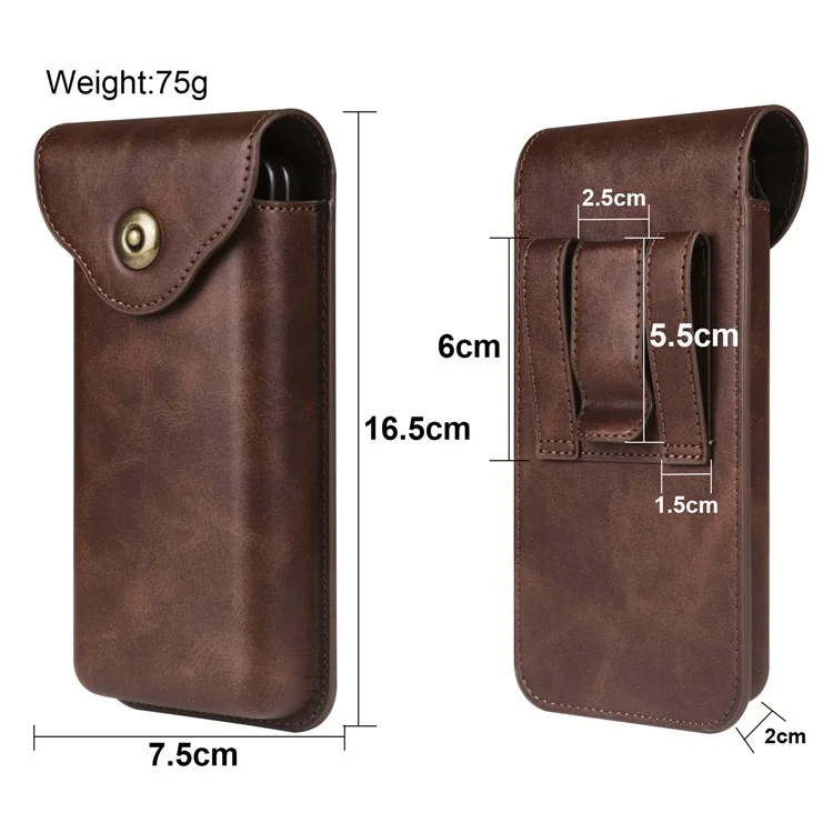Phone Waist Bag for Samsung Galaxy Z Fold5 5G / Z Fold4 5G Vertical Leather Belt Holster Waist Pouch - Coffee