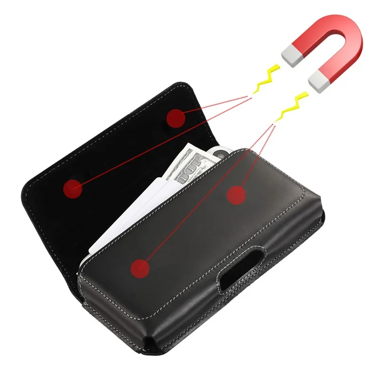 Bolso de Cintura de Cuero Genuino de Vaca de 7.0 Pulgadas con Clip para Teléfono Horizontal