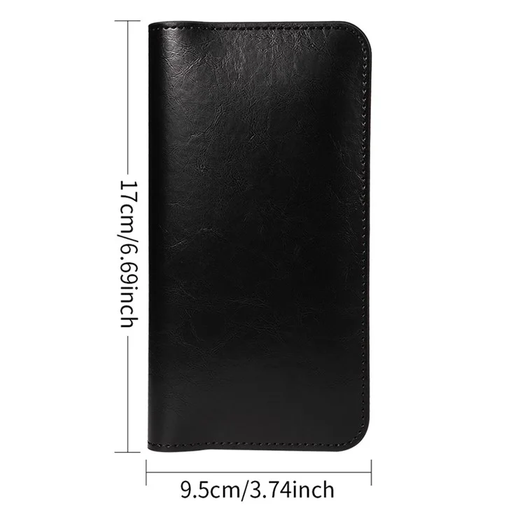 17.5x9cm Universal PU Leather Dual Phone Pouch with Magnetic Closure,  3 Card Slots, Charging Port Access - Black