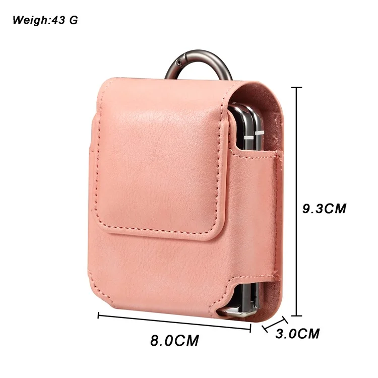 Universal Folding Phone Waist Bag Belt Holster Microfiber Leather Pouch with Ring Buckle - Pink