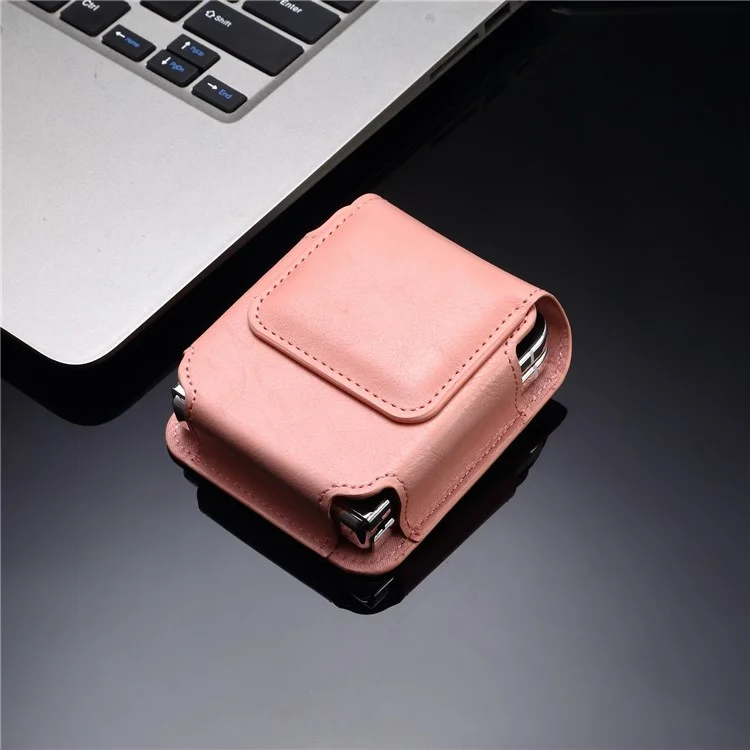 Universal Folding Phone Waist Bag Belt Holster Microfiber Leather Pouch with Ring Buckle - Pink