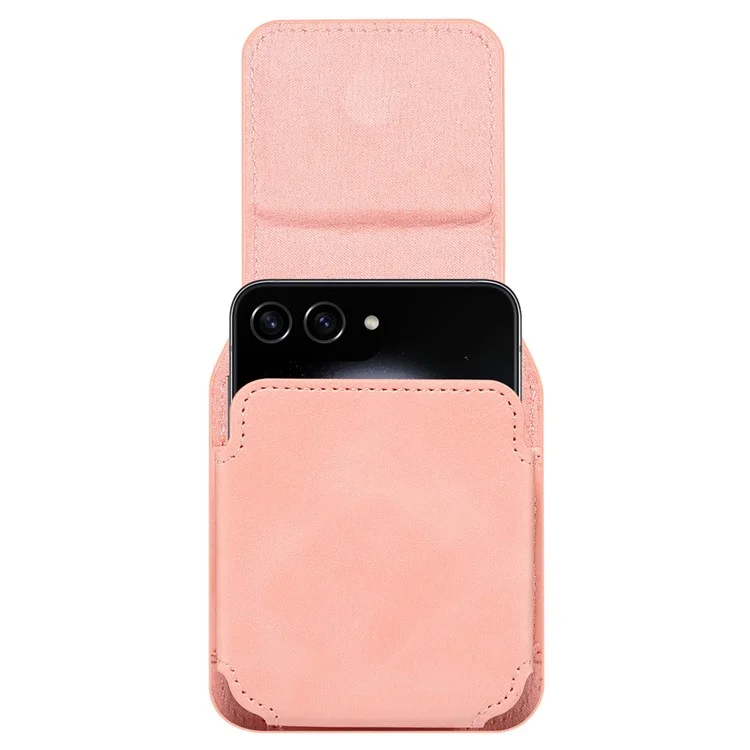 Universal Folding Phone Waist Bag Belt Holster Microfiber Leather Pouch with Ring Buckle - Pink
