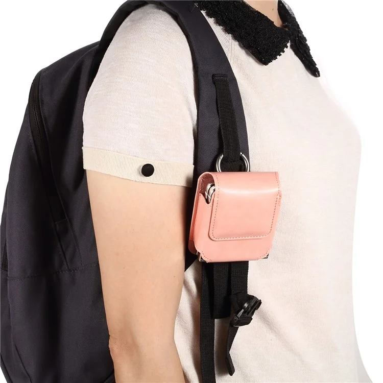 Universal Folding Phone Waist Bag Belt Holster Microfiber Leather Pouch with Ring Buckle - Pink