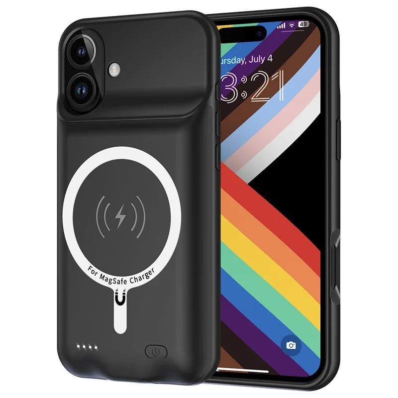 B19 For iPhone 16 Plus Charger Case 7000mAh Portable Power Bank Compatible with MagSafe (With Wireless Receiver)