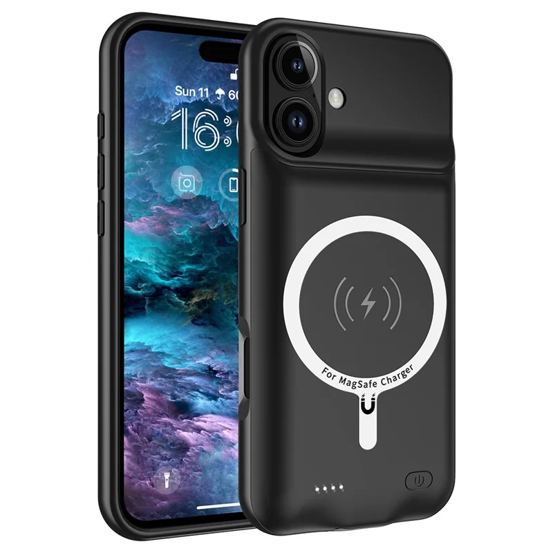 B19 For iPhone 16 Plus Charger Case 7000mAh Portable Power Bank Compatible with MagSafe (With Wireless Receiver)