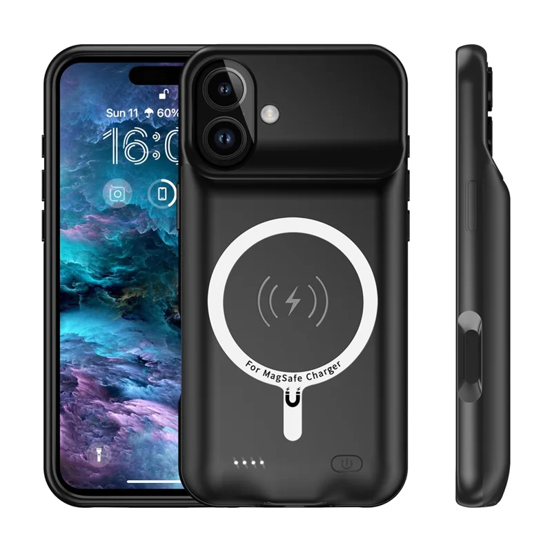 B19 For iPhone 16 Plus Charger Case 7000mAh Portable Power Bank Compatible with MagSafe (With Wireless Receiver)