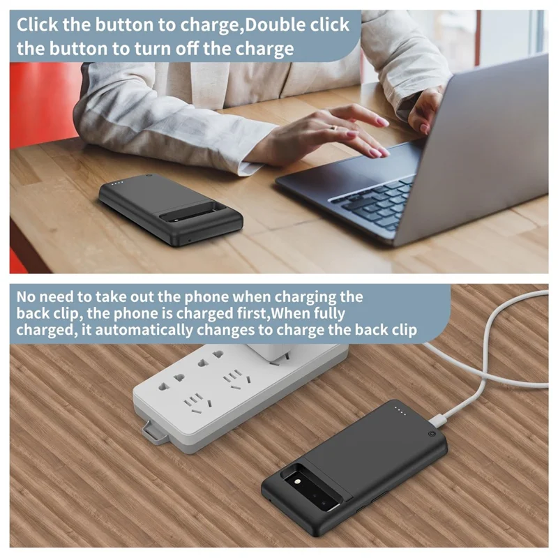 TY-101 pour Google Pixel 6 Étui de batterie de téléphone 10000mAh avec support