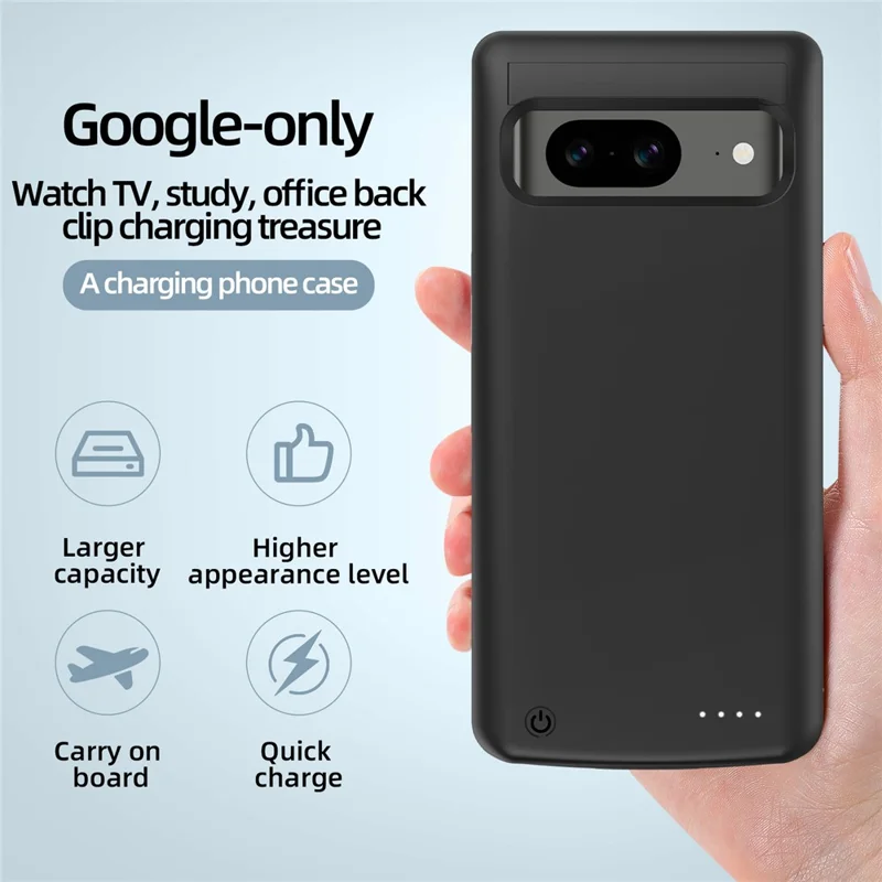 TY-105 For Google Pixel 8 10000mAh Phone Battery Case Hidden Kickstand Soft Edge Anti-Drop Back Cover