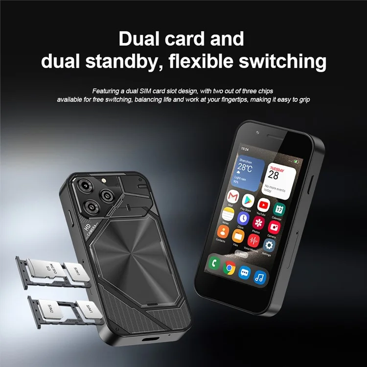 SERVO KING3000 3.0-inch Android Mini Smartphone 2GB+16GB Dual SIM Cards, 3G WCDMA, Face Unlock - Black