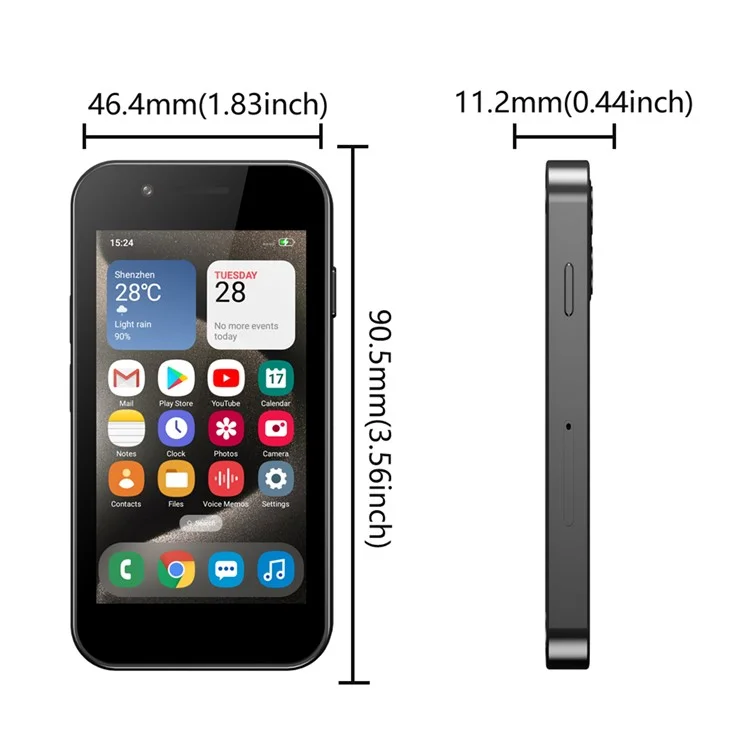 SERVO KING1000 3.0-inch Smartphone 2+16GB Dual SIM 5MP Camera 3G Mini Cellphone - Black