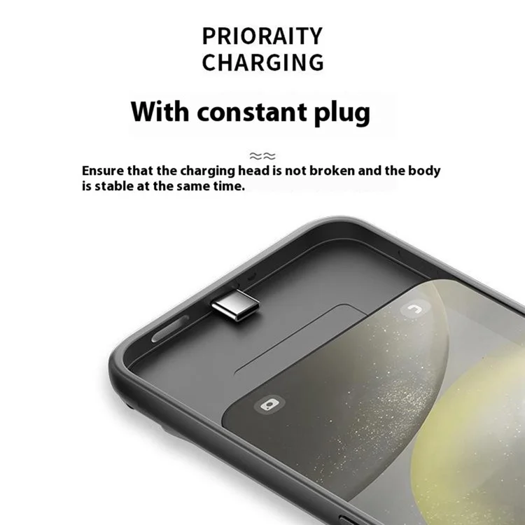 E61 For Samsung Galaxy S25+ / S24+ 5000mAh Phone Battery Case Charger Back Cover with Kickstand