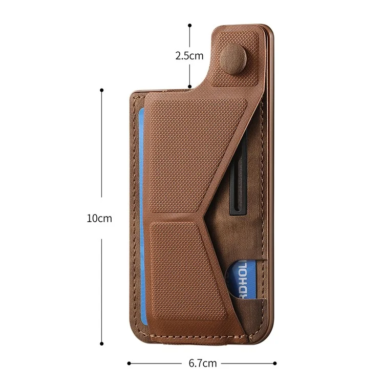 KB-45 Stick-On Card Holder K-Shaped Slide Kickstand Leather Card Bag Cross Texture - Pink