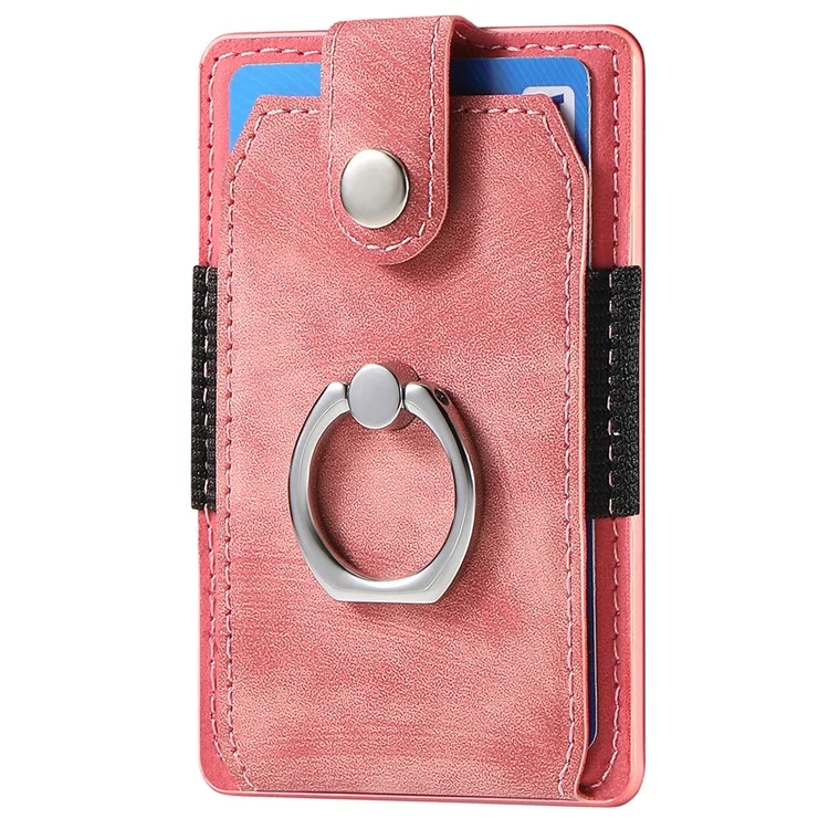 KB-43 Retro Carte Holder Adhesive Pouch Dinger Grip Kickstand Carte Sac Sac - Rose