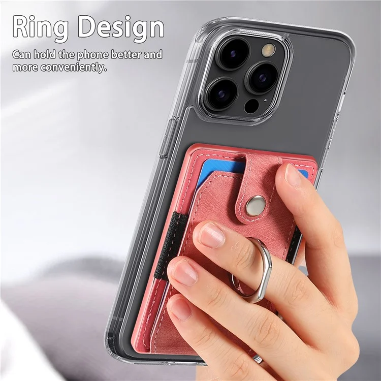 KB-43 Retro Carte Holder Adhesive Pouch Dinger Grip Kickstand Carte Sac Sac - Rose