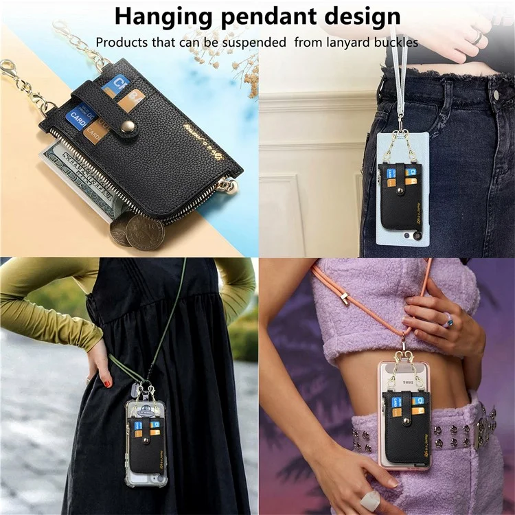 GB01 Slim RFID Blocking Card Holder Zip ID Case Small Leather Wallet Coin Purse - Black