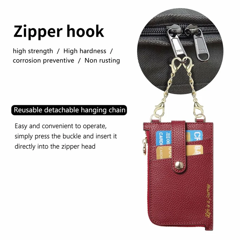 GB01 Slim RFID Blocking Card Holder Zip ID Case Small Leather Wallet Coin Purse - Red