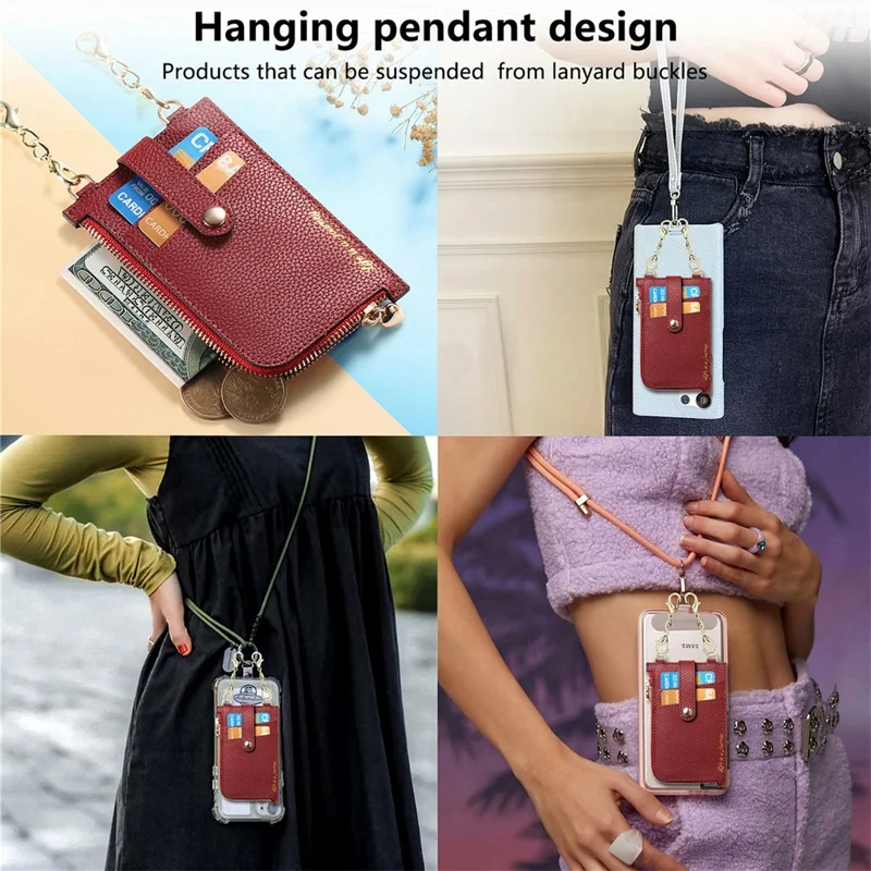 GB01 Slim RFID Blocking Card Holder Zip ID Case Small Leather Wallet Coin Purse - Red