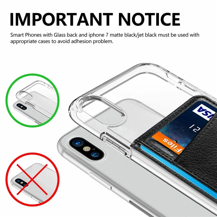 Adhesive Phone Card Bag Wallet Litchi Texture Leather Kickstand Card Holder - Black