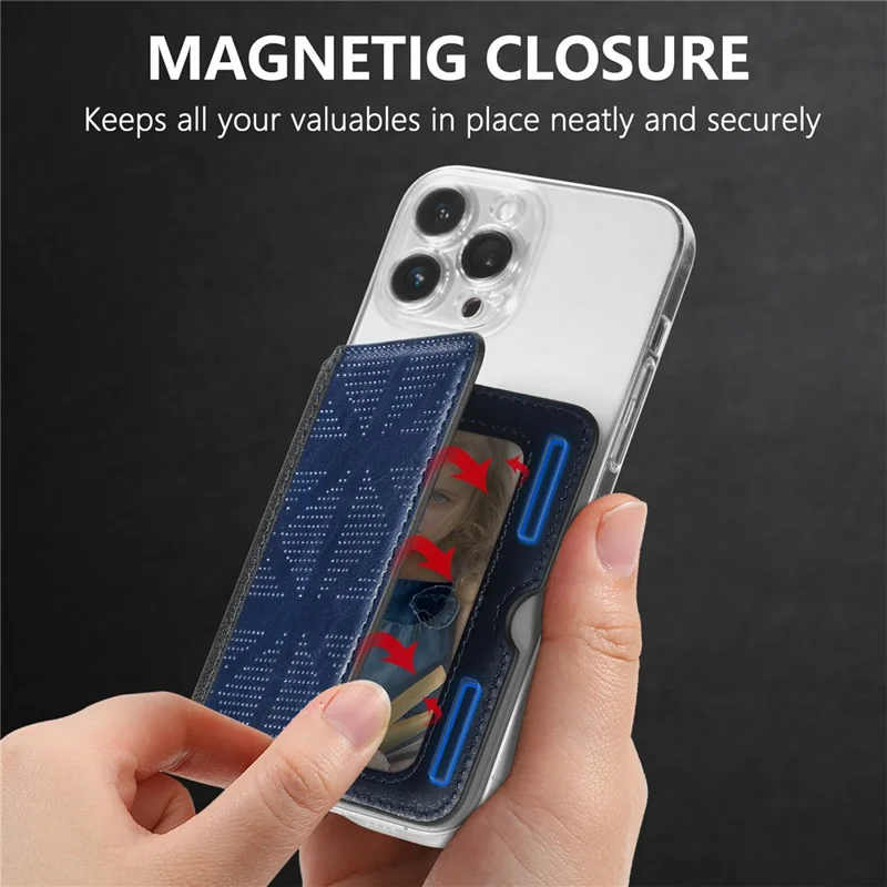 RFID Blocking Card Holder PU Leather Adhesive Phone Card Bag Kickstand - Dark Black