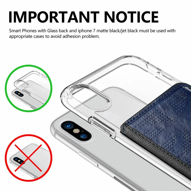 RFID Blocking Card Holder PU Leather Adhesive Phone Card Bag Kickstand - Dark Black