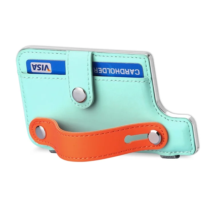 Phone Card Holder Wristband Kickstand PU Leather Phone Card Bag - Mint Green
