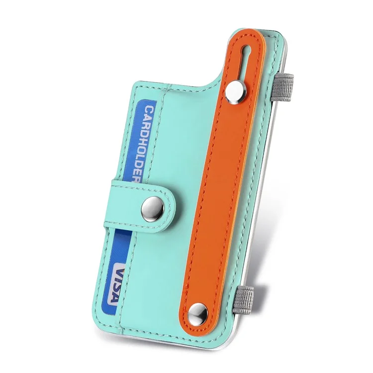 Phone Card Holder Wristband Kickstand PU Leather Phone Card Bag - Mint Green
