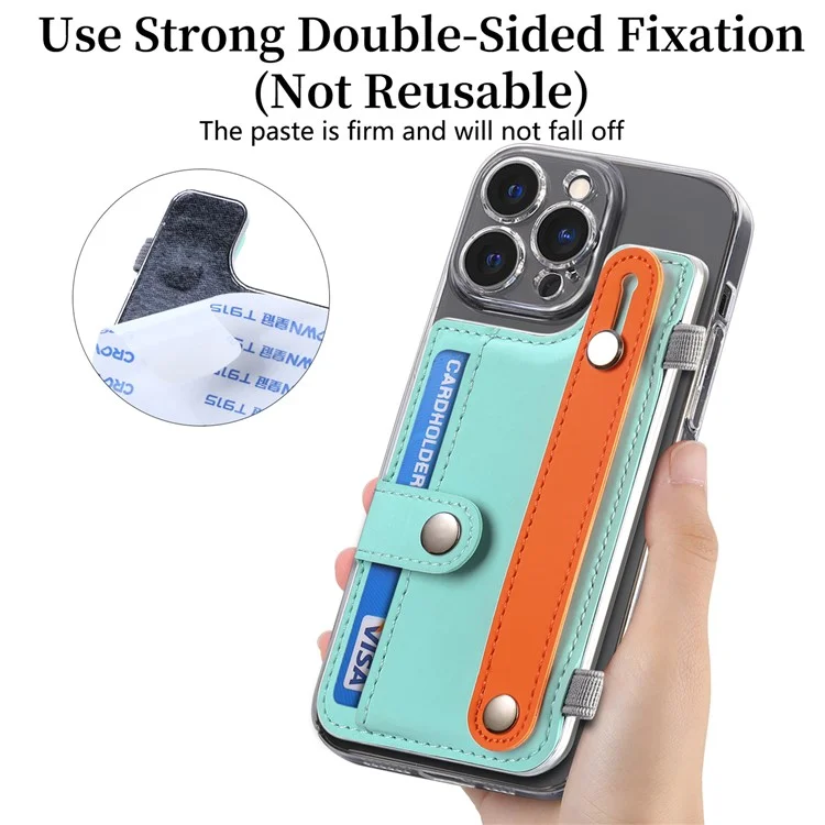 Phone Card Holder Wristband Kickstand PU Leather Phone Card Bag - Mint Green