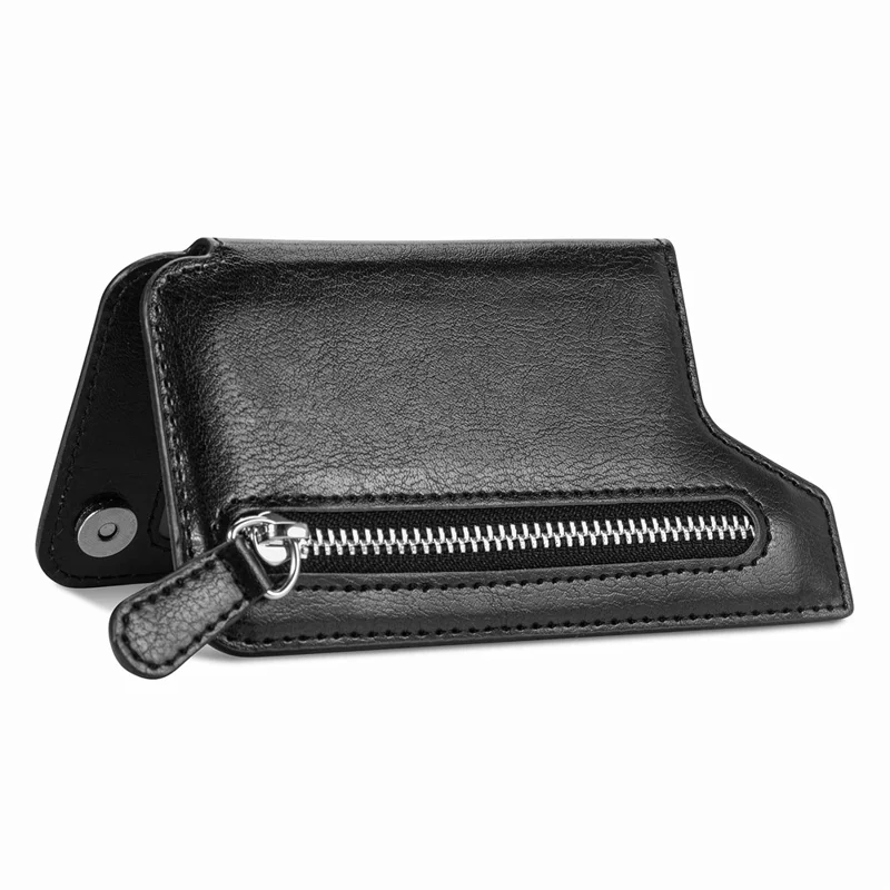 Porta Del Portafoglio Con Cerniera Del Telefono Con Cerniera in Pelle Appropriato di Cavendario - Nero