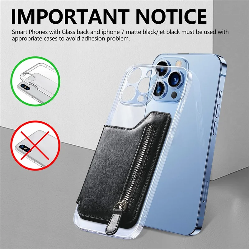 Porta Del Portafoglio Con Cerniera Del Telefono Con Cerniera in Pelle Appropriato di Cavendario - Nero