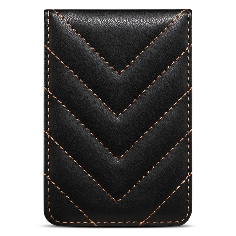 Adhesive Card Holder for Smart Phones Leather Card Bag with RFID Blocking, Kickstand - Black