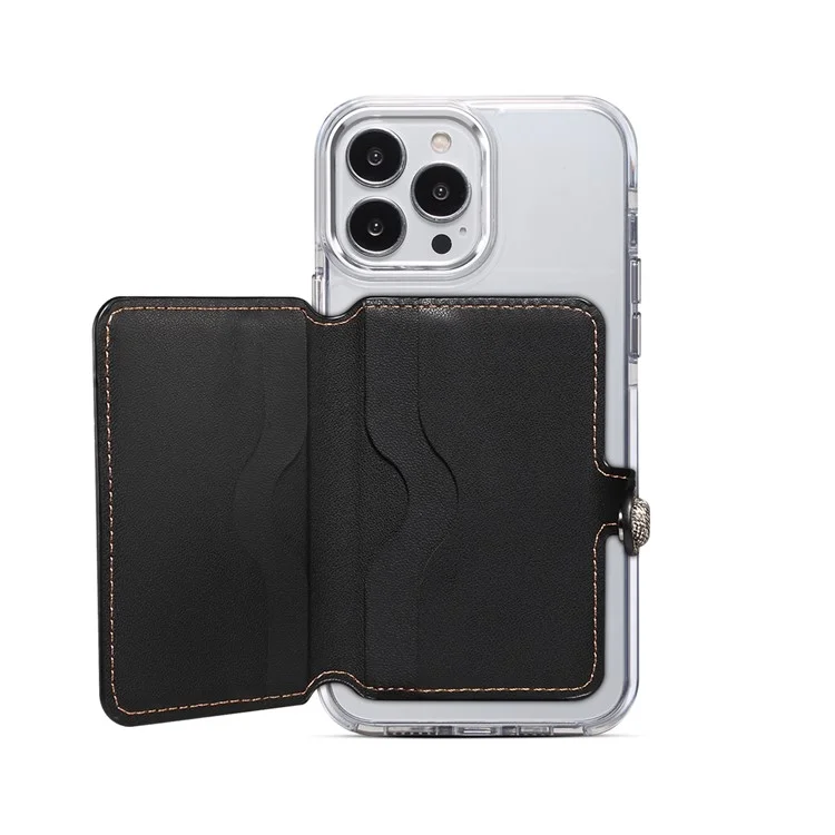 Color Matching Adhesive Card Holder for Mobile Phones Leather Card Bag with Kickstand - Grey