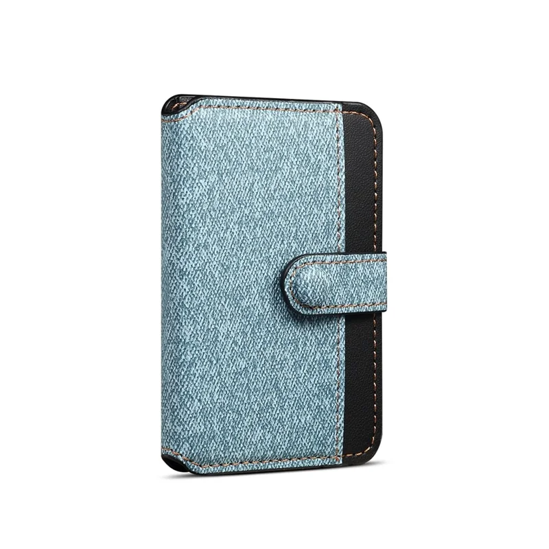 Color Matching Adhesive Card Holder for Mobile Phones Leather Card Bag with Kickstand - Blue