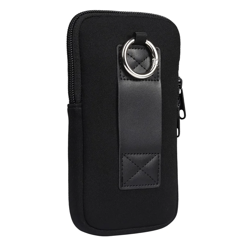 6.7-6.9inch Phone Storage Pouch Waist Belt Backpack Hanging Nylon Phone Bag - Black