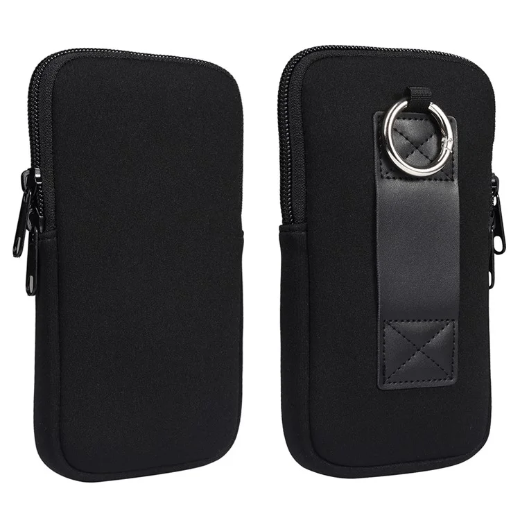 7.2-inch Phone Storage Pouch Waist Belt Backpack Hanging Nylon Phone Bag - Black