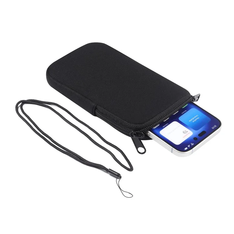 7.2-inch Phone Storage Pouch Waist Belt Backpack Hanging Nylon Phone Bag - Black