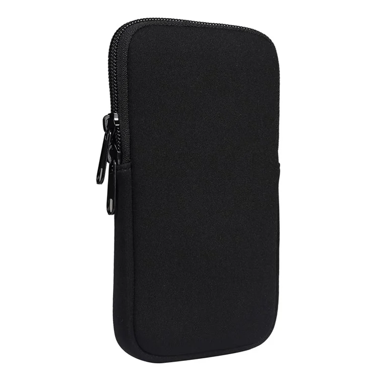 7.2-inch Phone Storage Pouch Waist Belt Backpack Hanging Nylon Phone Bag - Black