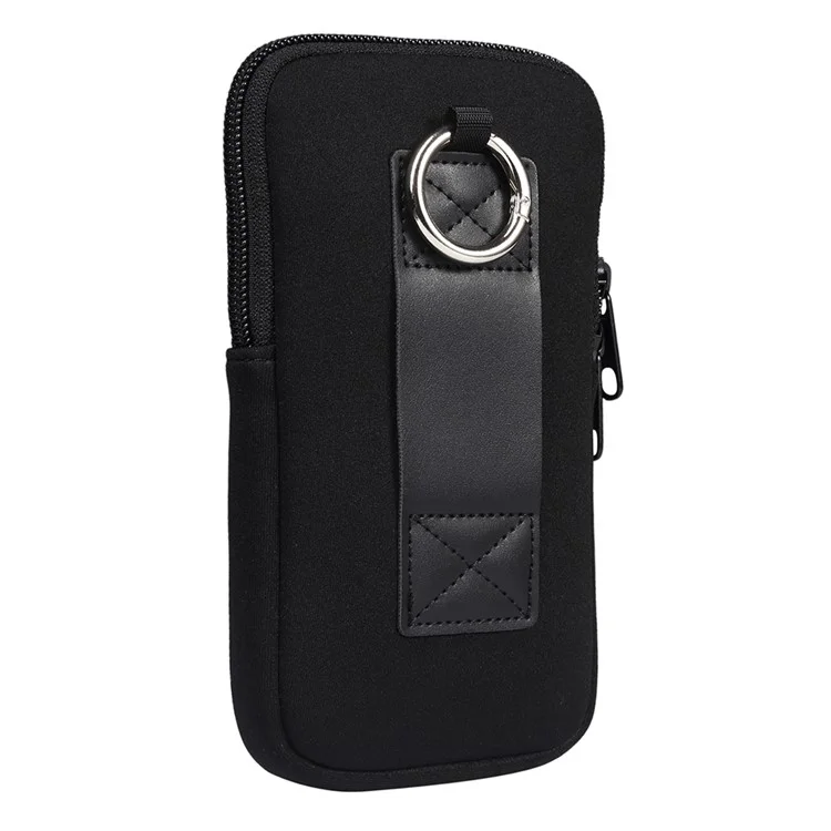 7.2-inch Phone Storage Pouch Waist Belt Backpack Hanging Nylon Phone Bag - Black