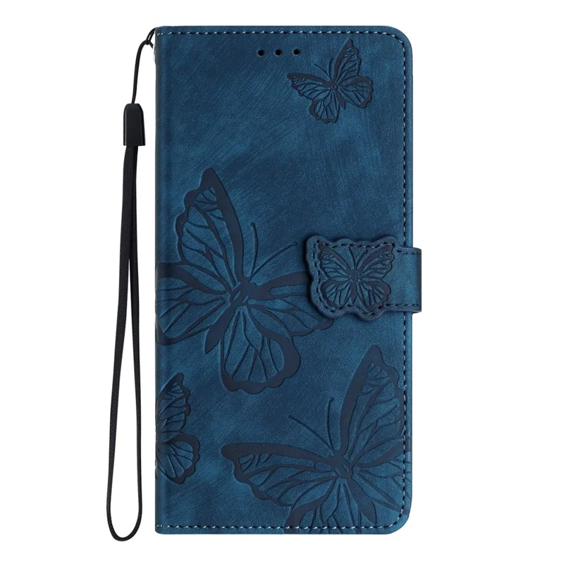 Für Motorola Moto G35 5G Hülle Schmetterlings-Design Flip Wallet Leder Handyhülle Skin-Touch - Blau