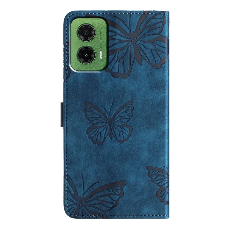 Für Motorola Moto G35 5G Hülle Schmetterlings-Design Flip Wallet Leder Handyhülle Skin-Touch - Blau