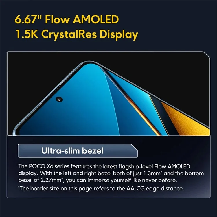 XIAOMI Poco X6 5G Version UE 8 Go + 256 Go 6,67 pouces Écran AMOLED Caméra 64MP Smartphone Snapdragon 7s Gen 2 - Bleu