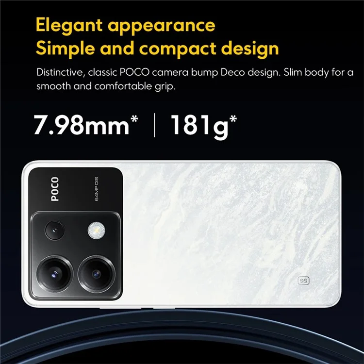 XIAOMI Poco X6 5G Version UE 8 Go + 256 Go 6,67 pouces Écran AMOLED Caméra 64MP Smartphone Snapdragon 7s Gen 2 - Bleu