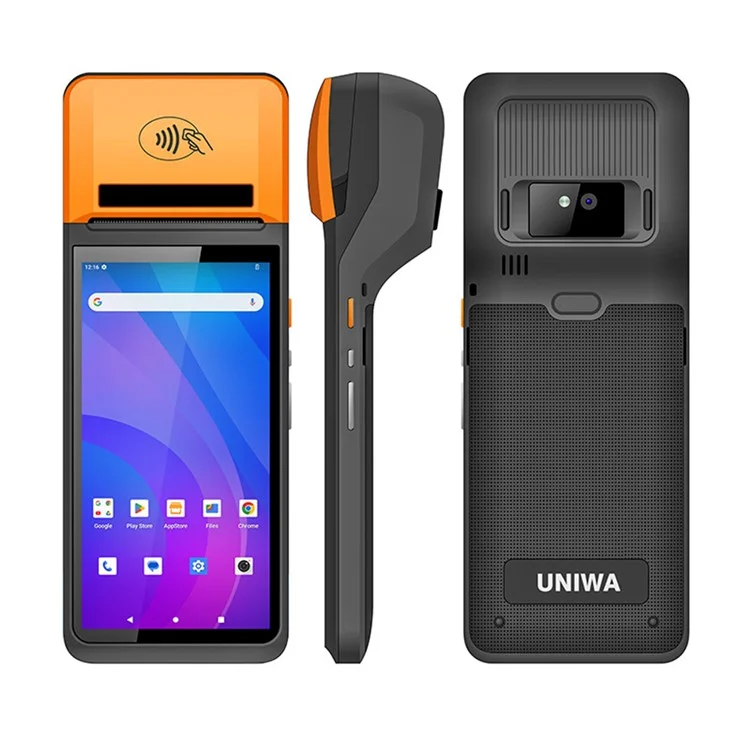 UNIWA V4P 4G Smartphone 6 Inch IPS 3GB + 16GB Handheld POS Terminal Android 13 Mobile Phone - Black / Orange
