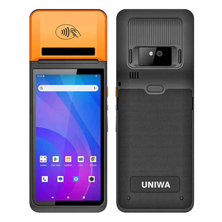 UNIWA V4P 4G Smartphone 6 Inch IPS 4GB + 64GB Handheld POS Terminal Android 13 Mobile Phone - Black / Orange