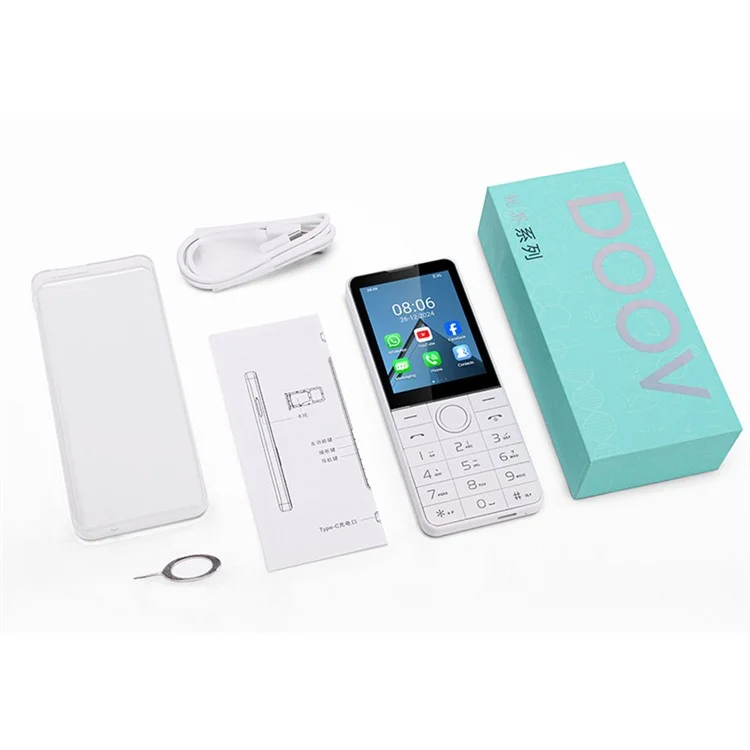 DOOV R77 Telefono Cellulare con Tastiera 3GB + 32GB Schermo IPS da 2,8 Pollici Android 13 Smartphone - Bianco