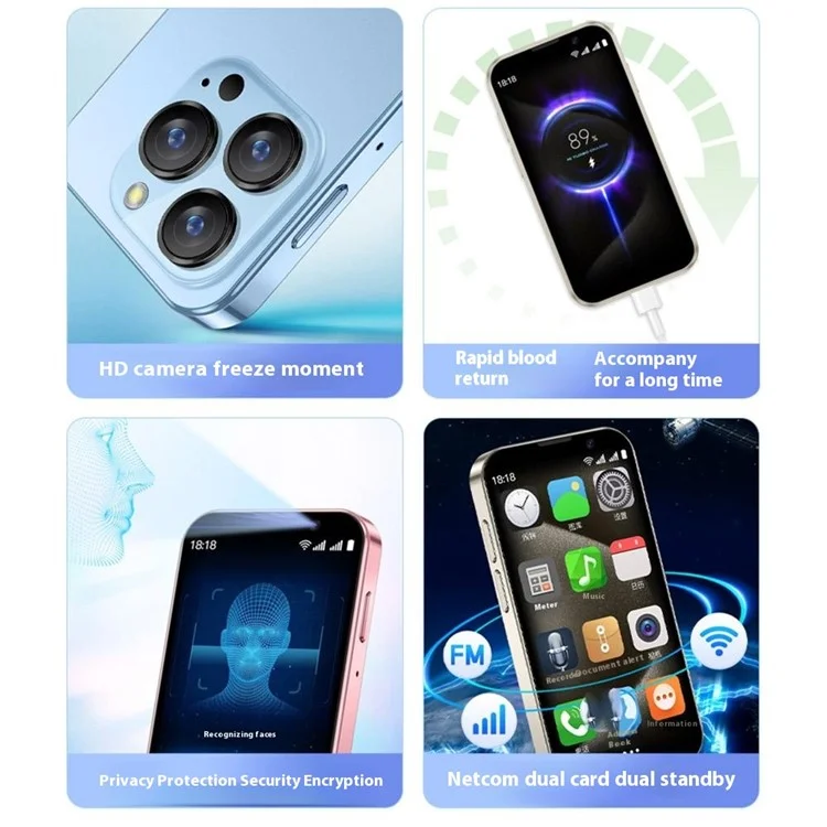 SOYES XS18 Pro 2GB + 16GB Android Smartphone 3 Inch 3G Network Small Phone with Facial Recognition - Blue