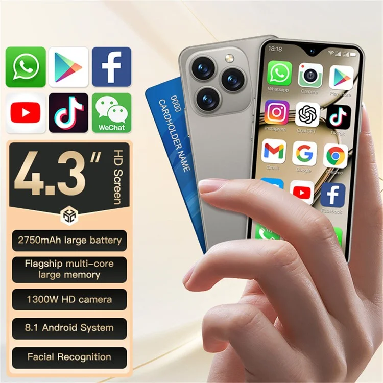 SOYES XS18 Pro Max Smartphone 4G 4,3 pollici IPS 2GB + 16GB Telefono Cellulare 2750mAh Android 8.1 OTG - Grigio